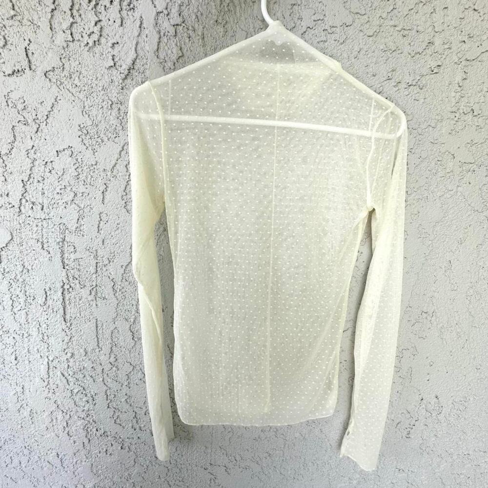 Free people white polka dot mesh long sleeve